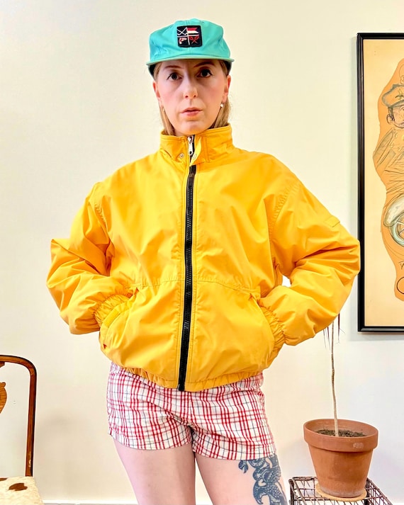 Vintage 90s Gap Yellow Fleece Lined Track Zip Jacket | mens small