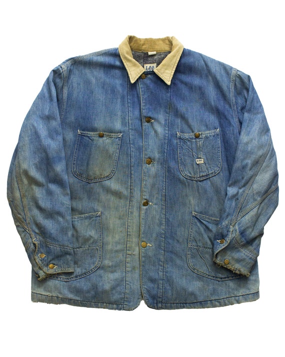 Distressed 1970s LEE Denim Barn Jacket Chore Coat | x… - Gem