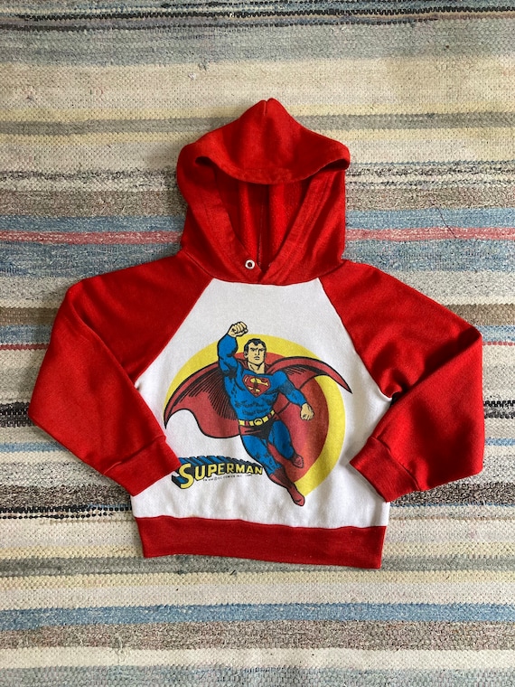 1980s Childrens Superman Hoodie Sweatshirt xsmall small 5 6