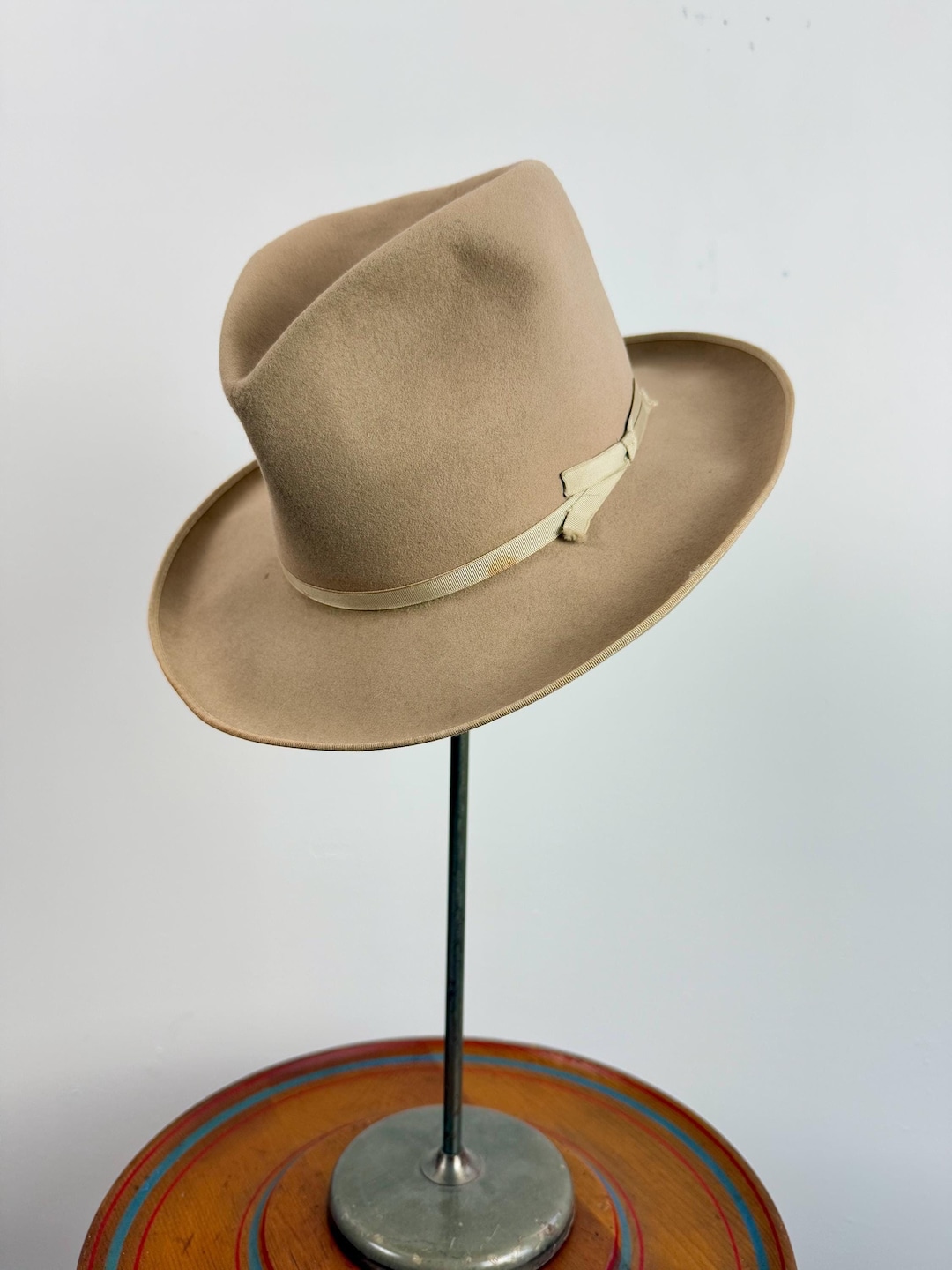 Vintage 1950s Distressed Bound Edge Felt Fedora Cowboy Hat 7
