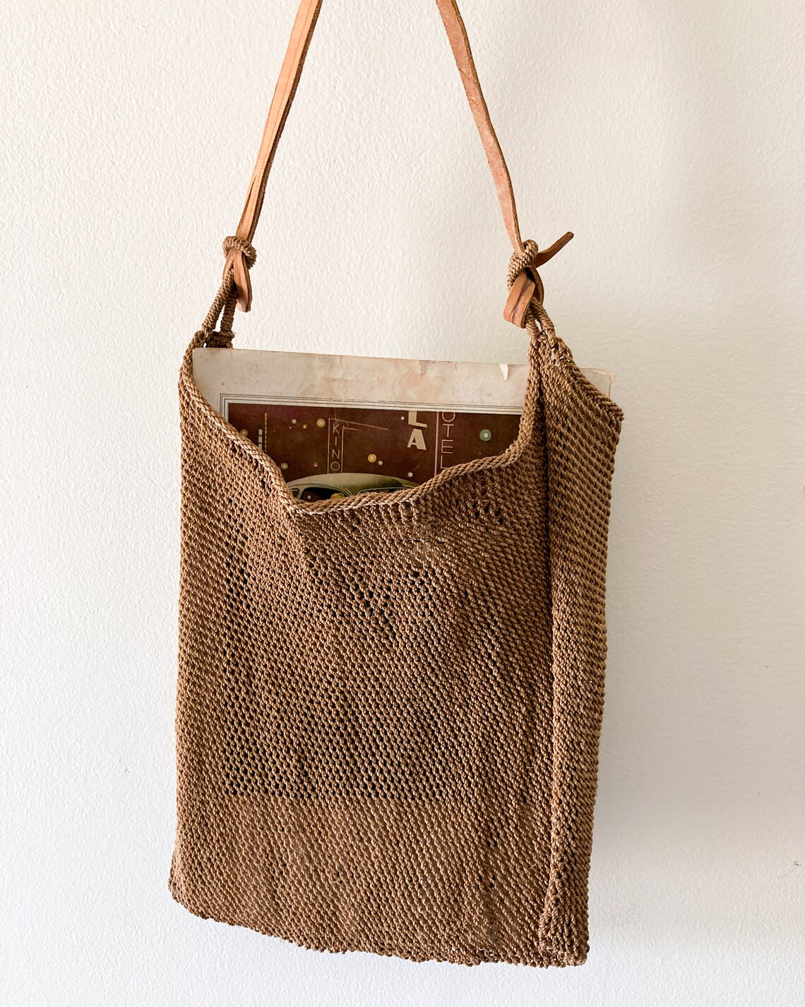 Agave mesh shopping bag tote bag leather strap Etsy