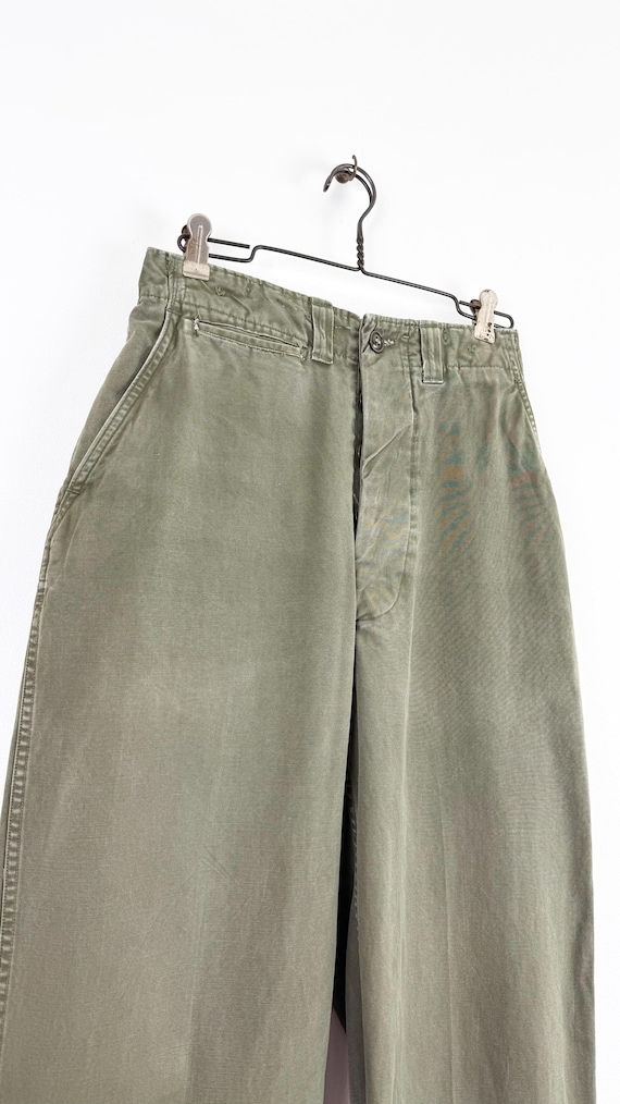 Vintage 1940s M-43 OD Sateen Chino Pants WWII US Military | 30 x 34 long