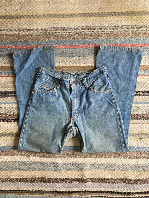 1960s 70s Childrens Flared Denim Jeans 10 large