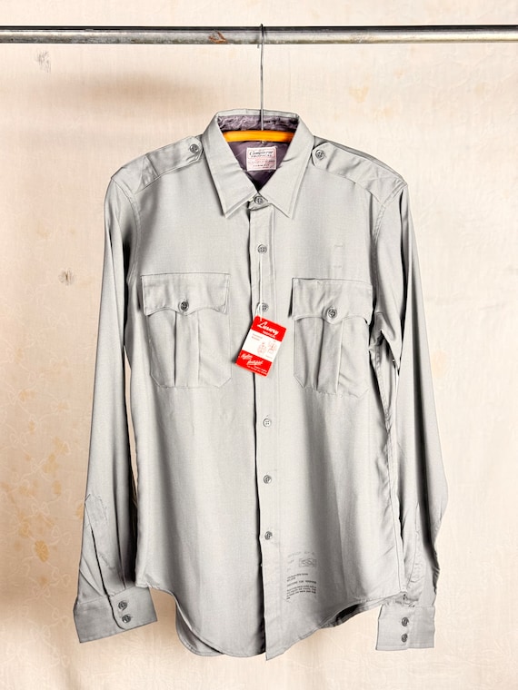 Vintage Deadstock 1950s 60s Rayon Conqueror Tropical Uniform Work Shirt