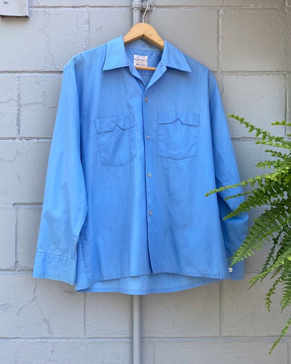 1960s Camp Collar Long Sleeve Shirt - image 1