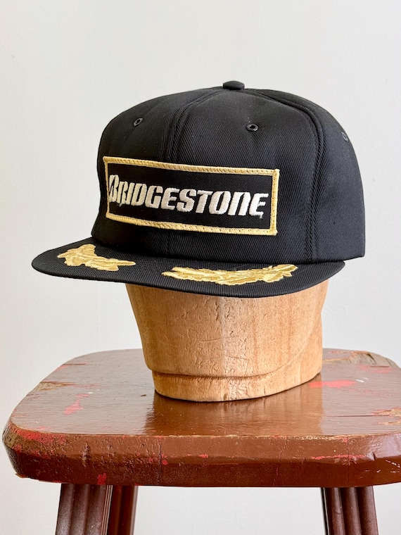 Vintage 1990s Bridgestone Tires Gold Leaf Snapback Ball Cap