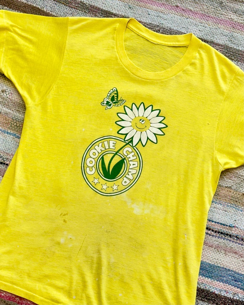 Vintage 1970s Girl Scout Cookie Champ Paper Thin Graphic T Shirt | medium large image 8