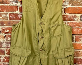 Gilet da caccia vintage anni '40 in raso a mezzaluna, stile americano da campo