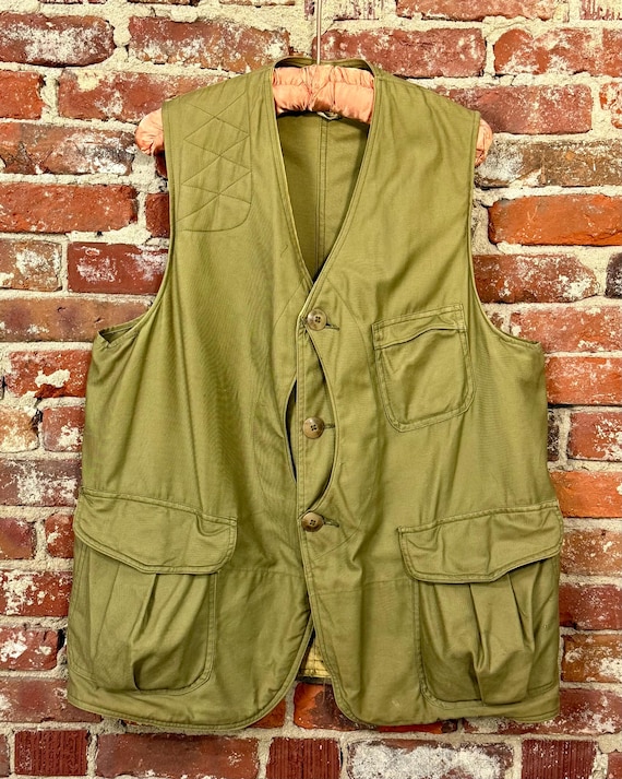 Vintage 1940s Half Moon Sateen Hunting Vest American Field