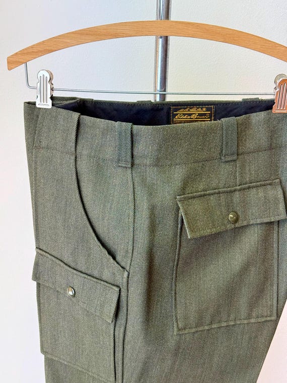 Vintage 1970s Eddie Bauer Whipcord Green Wool Field Trouser Pants | 38”