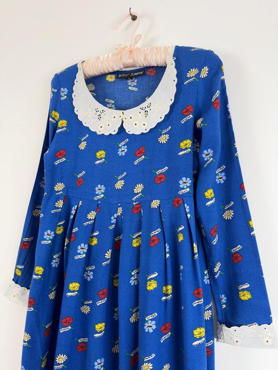 Vintage 1990s Betsey Johnson Grunge Flower Babydoll Mini Dress | petite xxs