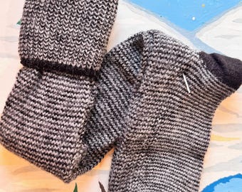 Vintage 1980s Chunky Stripe Knee High Socks made in USA | charcoal