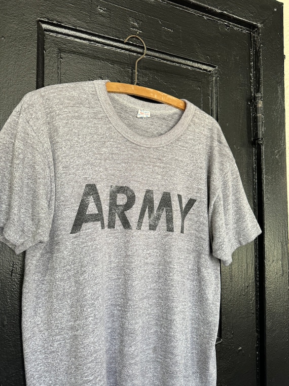 Vintage 1980s Champion Army Graphic T Shirt