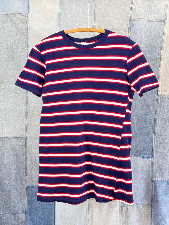Vintage 1960s 70s Striped Cotton T Shirt