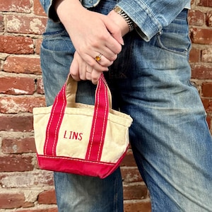 Vintage 1980s LL Bean Micro Mini Red Canvas Boat Tote Bag