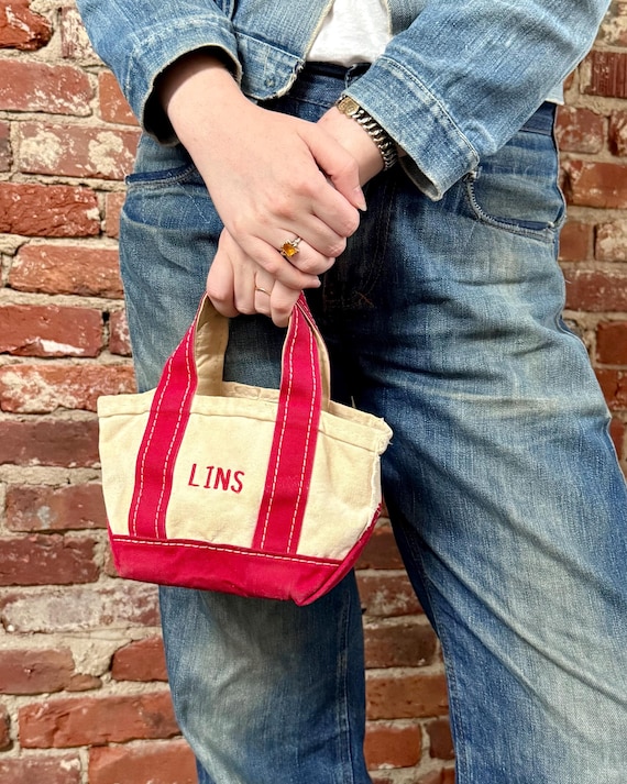 Vintage 1980s LL Bean Micro Mini Red Canvas Boat Tote Bag