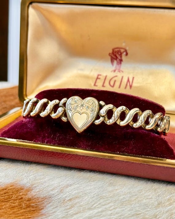 Vintage 1940s Sweetheart Gold Filled Sterling Expansion Bracelet American Queen Pitman Keeler