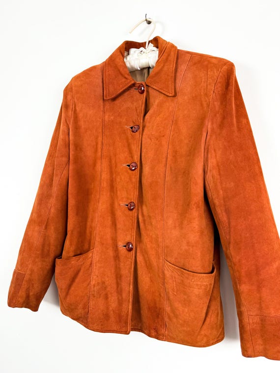 Vintage 1950s Rust Suede Womens Leather Jacket | small medium
