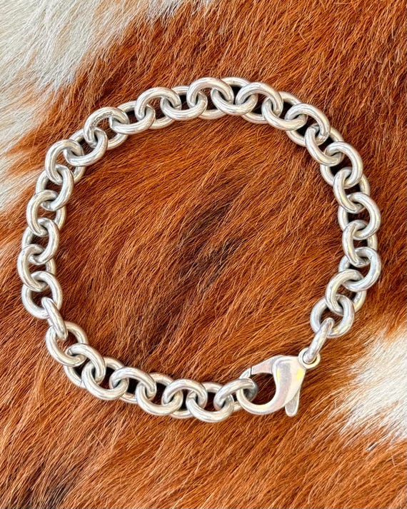 Vintage Tiffany Rolo Chain Link Sterling Silver Bracelet 7.5”