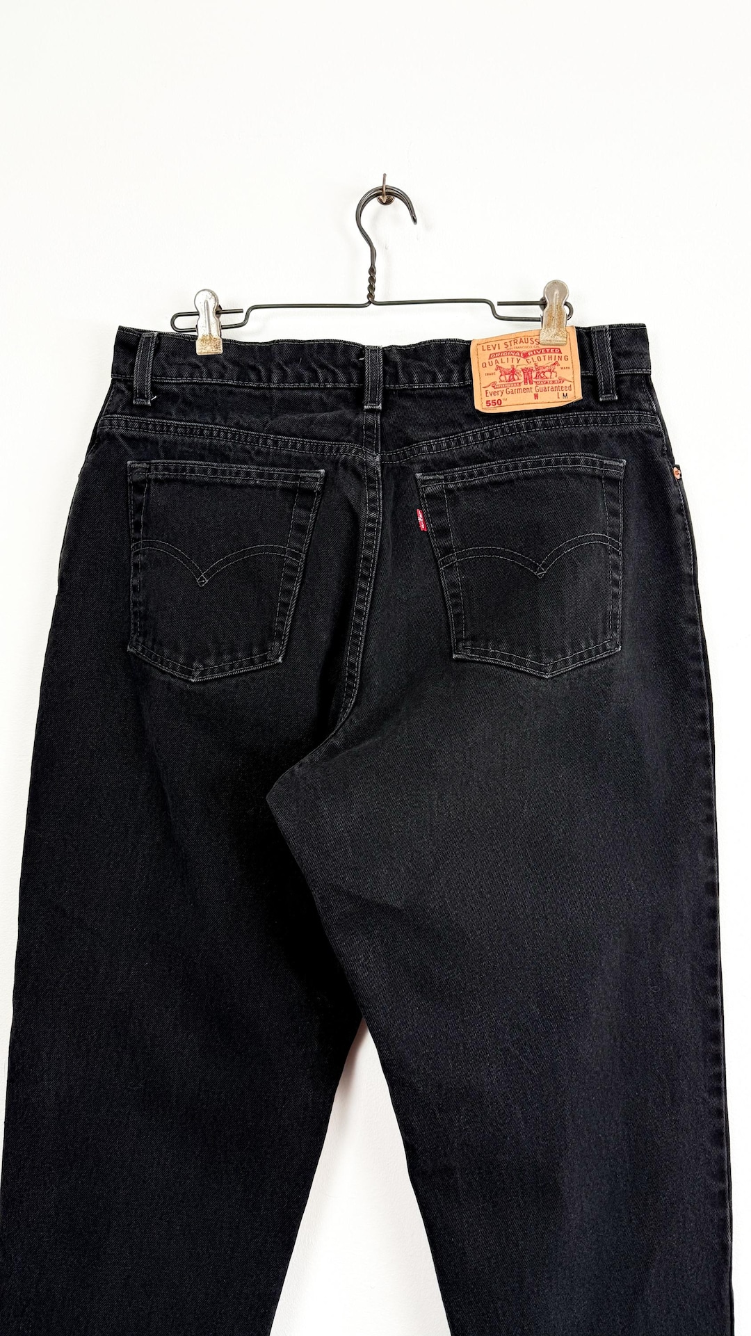Vintage Levi's 550 Black Denim Jeans, Relaxed Tapered Fit (34