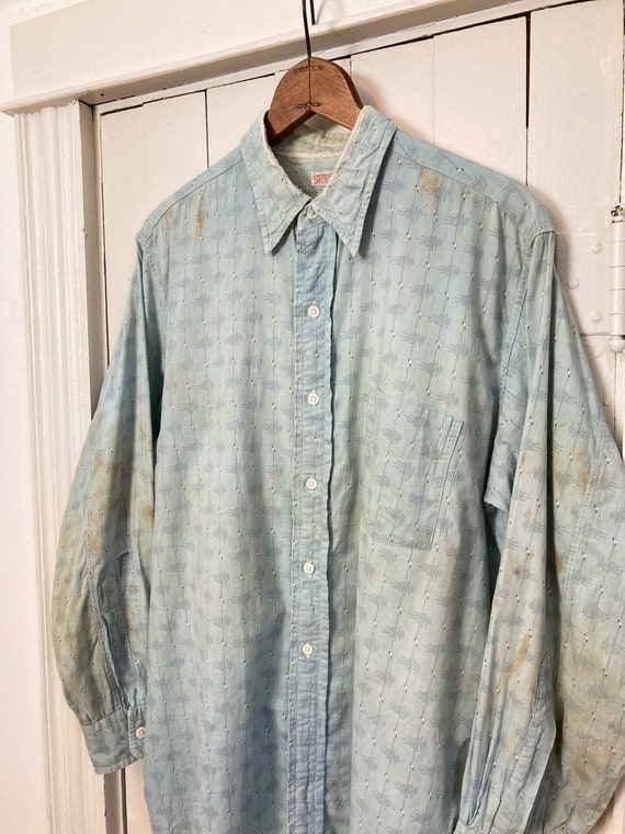 Distressed 1930s 40s Cotton Popover Shirt