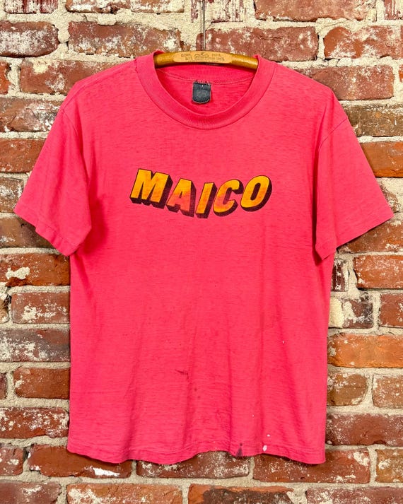 Vintage 1970s Maico Motorcycle Distressed Graphic T Shirt | large