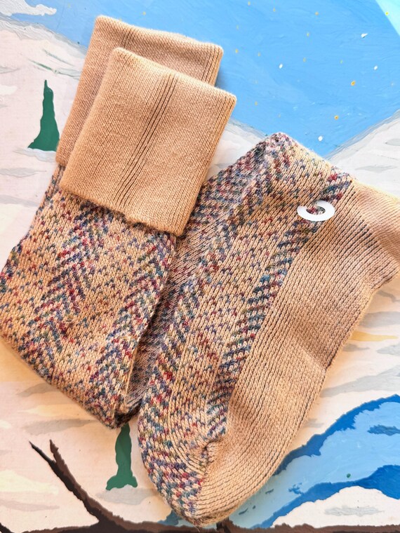Vintage 1980s Herringbone Knee High Socks made in USA |  eggnog rainbow