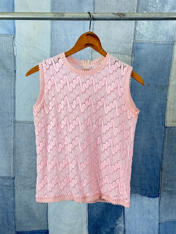 1960s Vienna Lace Bubblegum Pink Shell Top