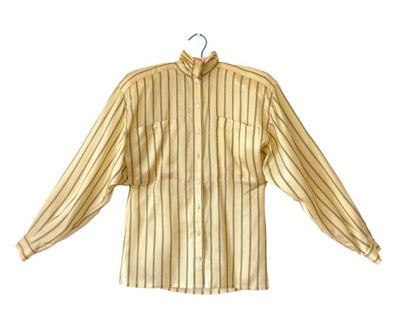 Vintage 1980s Escada Striped Silk Blouse - image 1