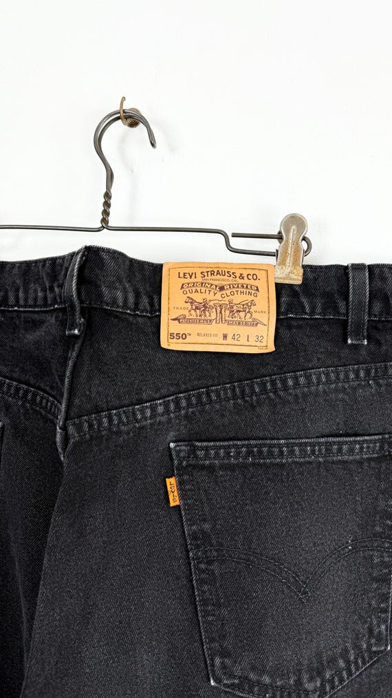 Vintage 1990s Levi’s Orange Tab 550 Relaxed Black Denim Jeans USA 42x32