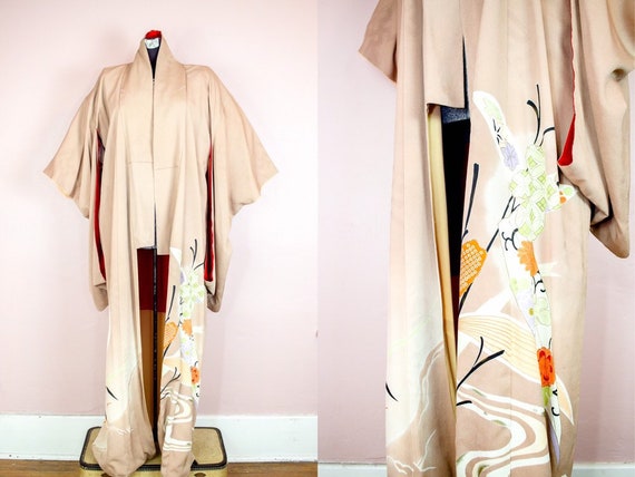 Japanese Vintage Kimono | Hand Painted Silk | Furi