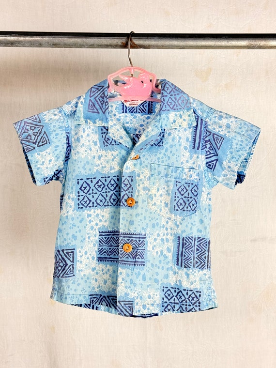 Vintage 1950s Childrens Hawaiian Camp Collar Shirt