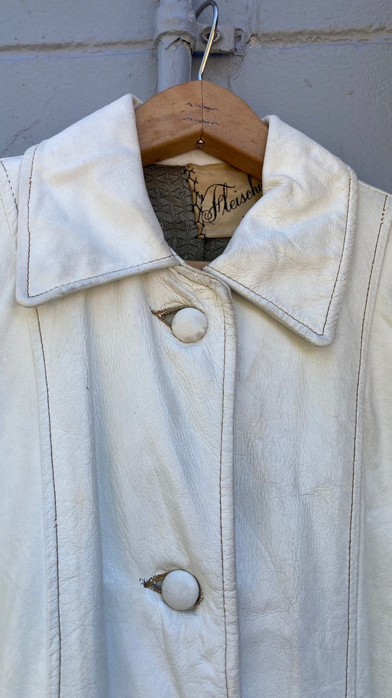 1950s 60s White Leather Jacket - image 4