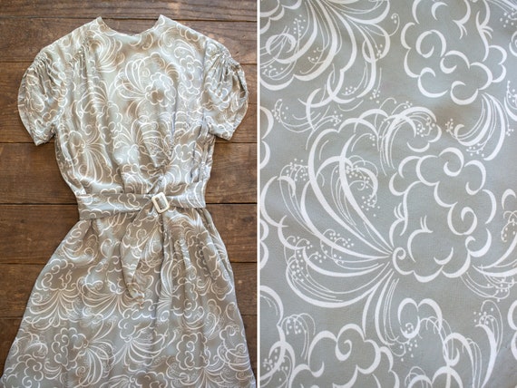 40s Rayon Jersey | Mother Nature Novelty Print Dre