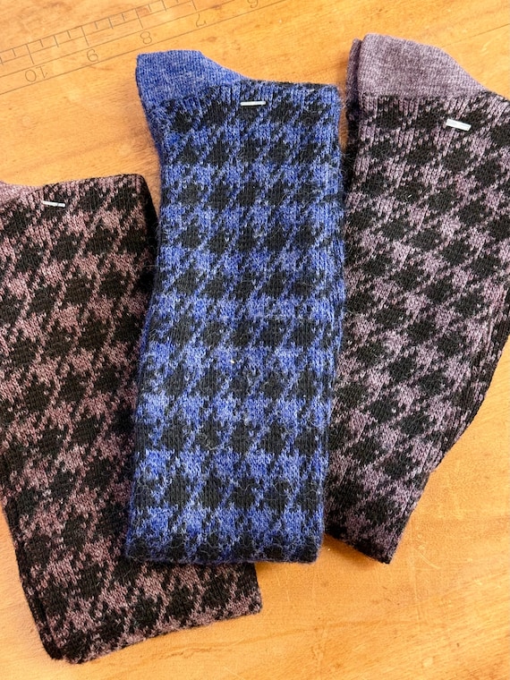 Vintage Houndstooth Knee High Socks made in USA | select one