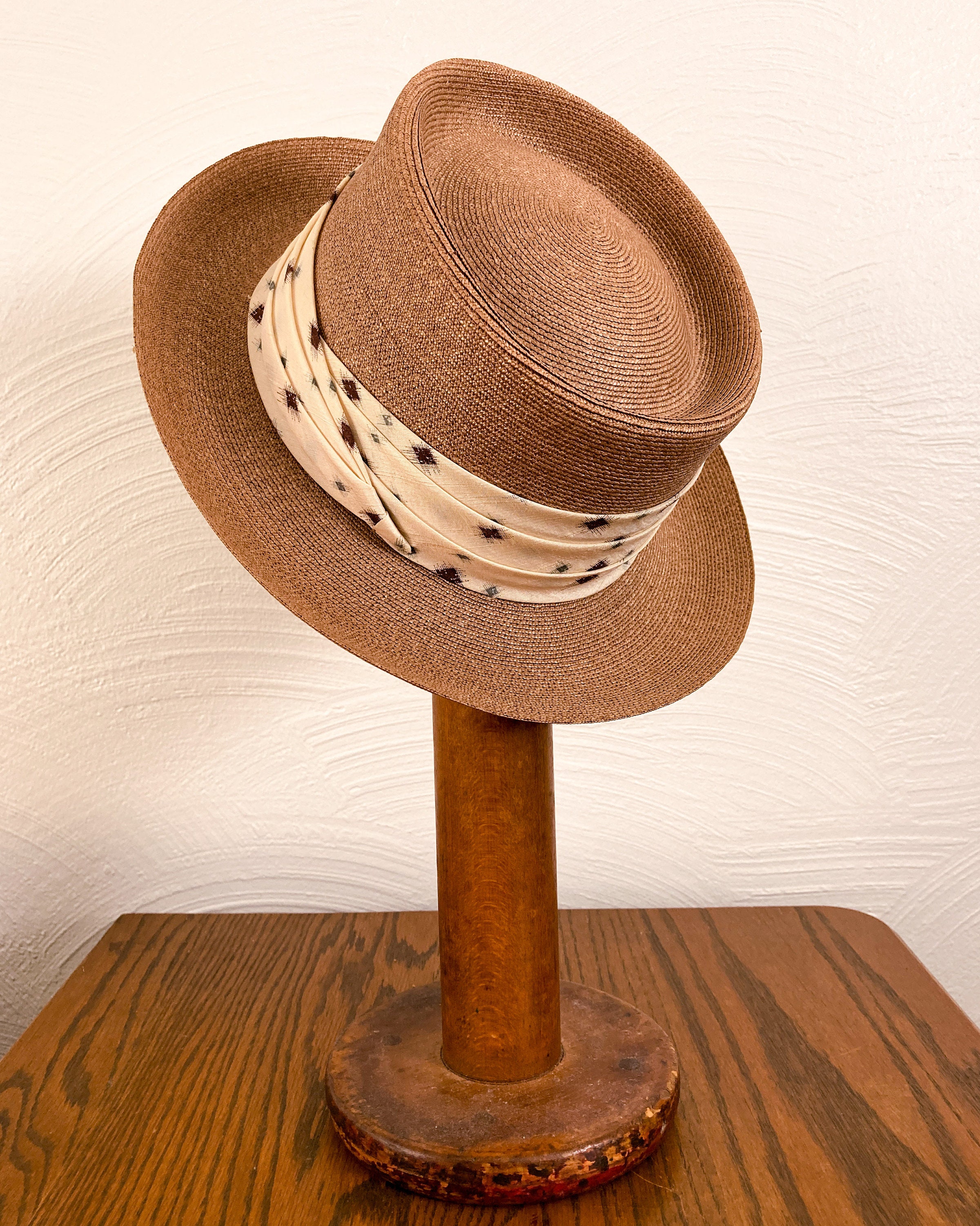 Knox New York Vintage Mens Hat 50s Straw Hat Woven Etsy UK