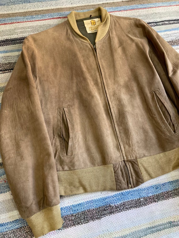 1960s Suede Leather Bomber Jacket - image 4