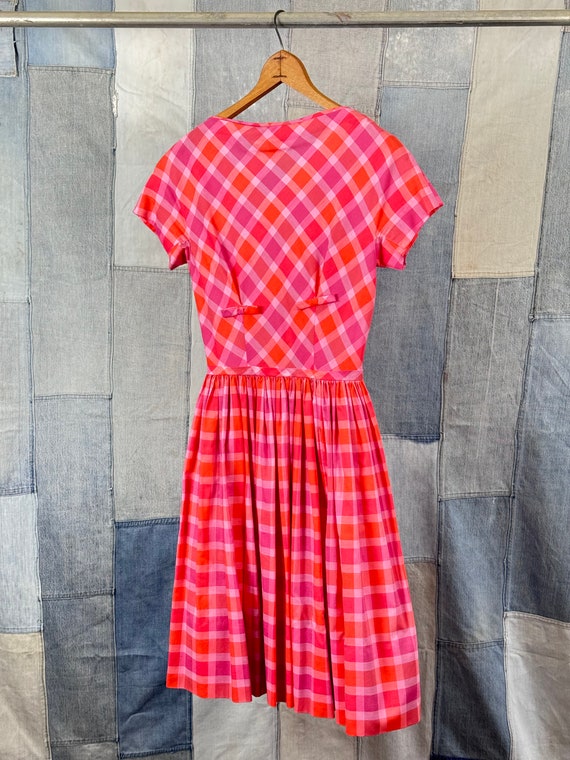 1960s Jonathan Logan Hot Pink Plaid Party Dress