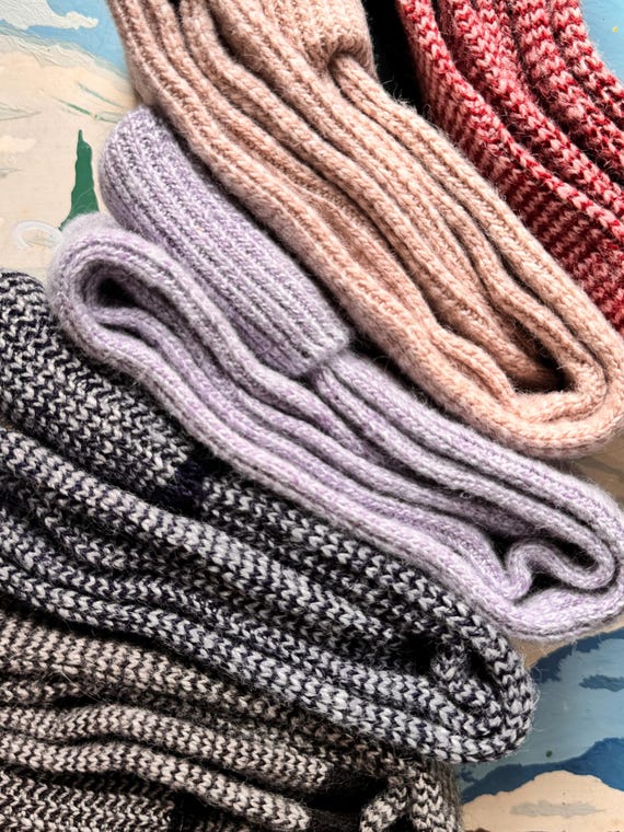 Vintage Chunky Stripe Knee High Socks made in USA | select one