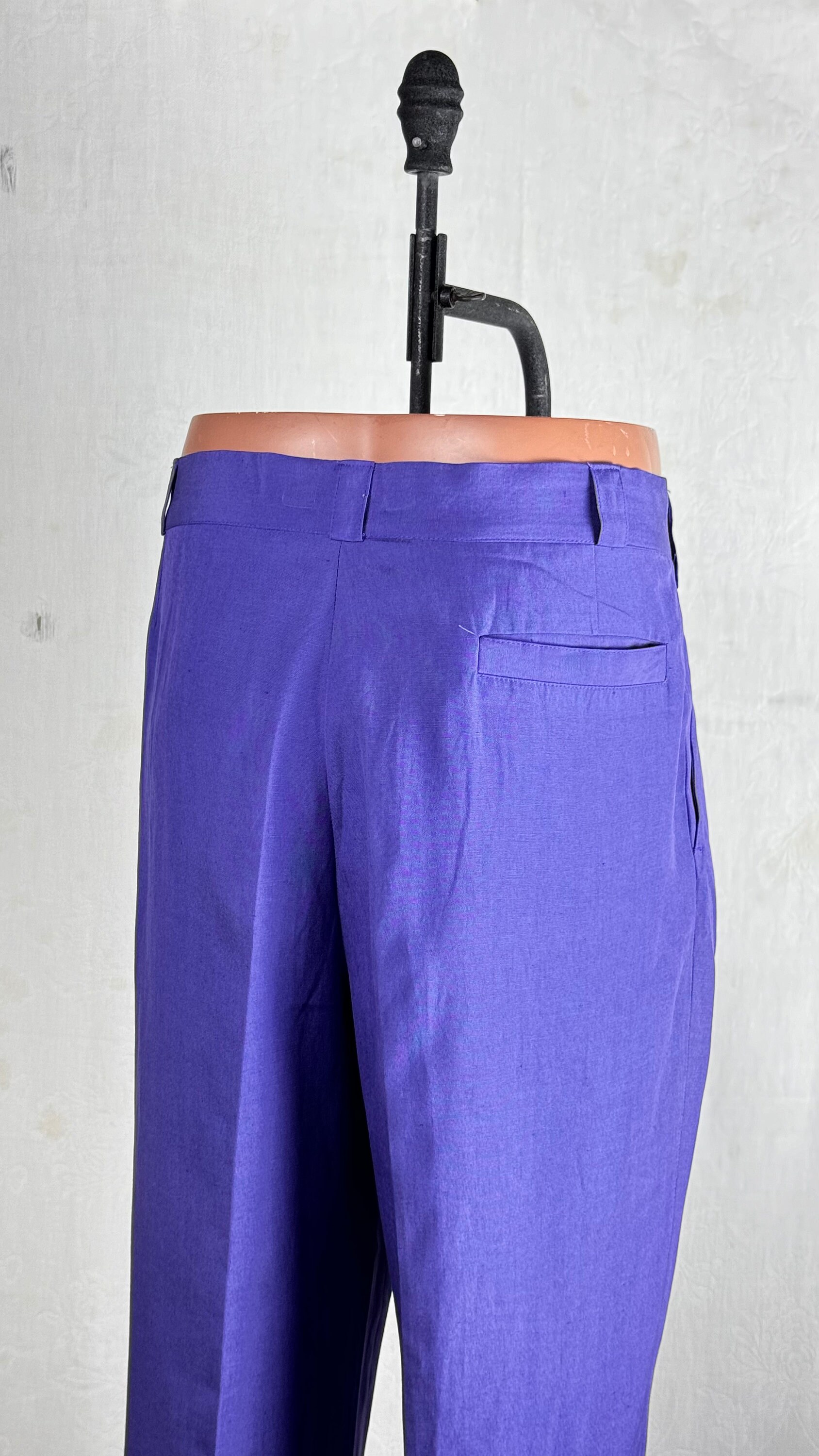 売れ筋・人気アイテム 商品 Vintage 1980s 90s Versace Purple Linen Silk Mens Pleated パンツ