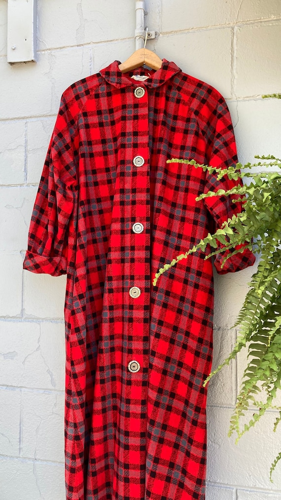 Vintage 1960s Plaid Corduroy Trench Coat jacket