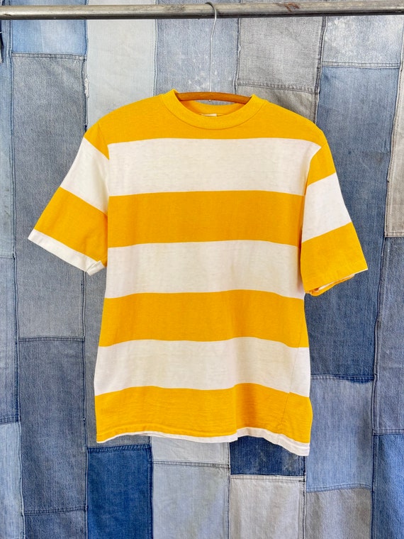 Vintage 1980s Striped Wide Crop T Shirt - image 1