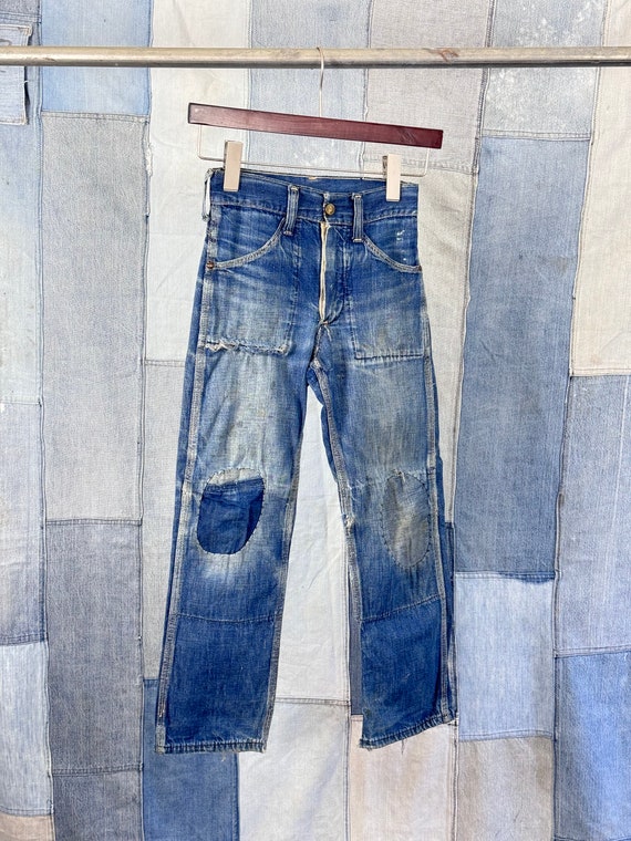 Vintage 1950s Childrens Patchwork Denim Jeans 7 8