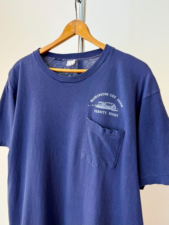 Vintage 1960s 70s Rowing Varsity Cotton Pocket T Shirt | large xlarge