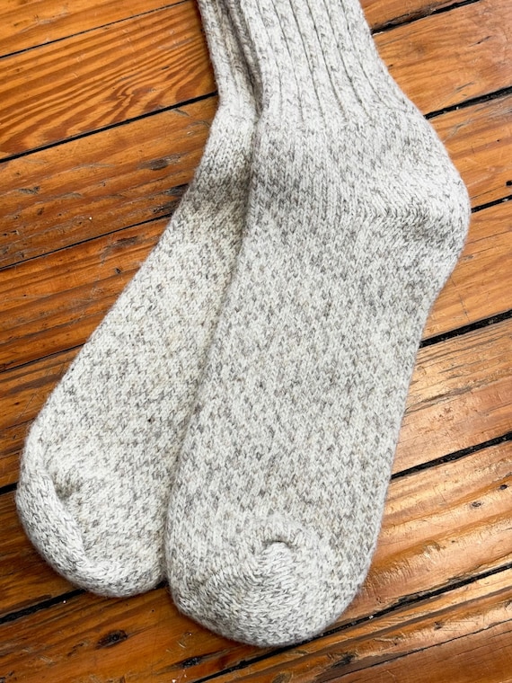 Vintage 1980s Wool Outdoor Boot Socks made in USA | oatmeal