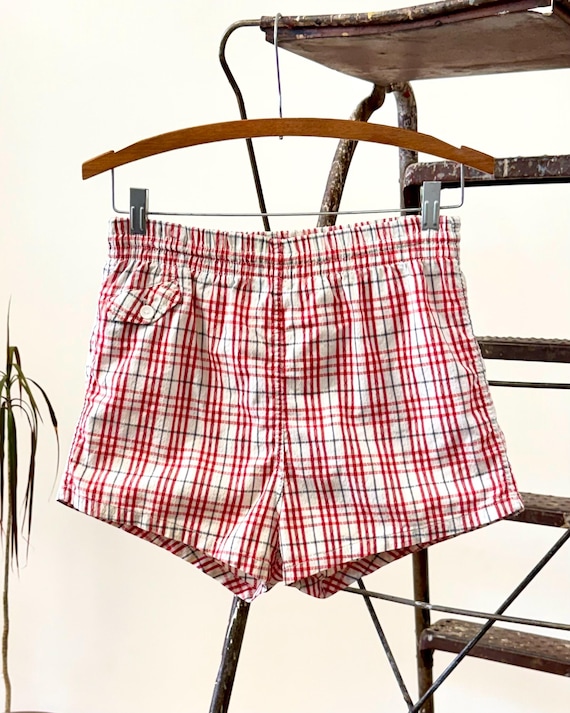 Vintage 1950s Woven Plaid Swim Trunk Shorts McGregor Sportswear | mens 30