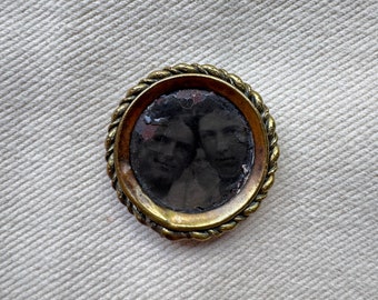 Antique Victorian Sweetheart Portrait Photo Brooch Jewelry