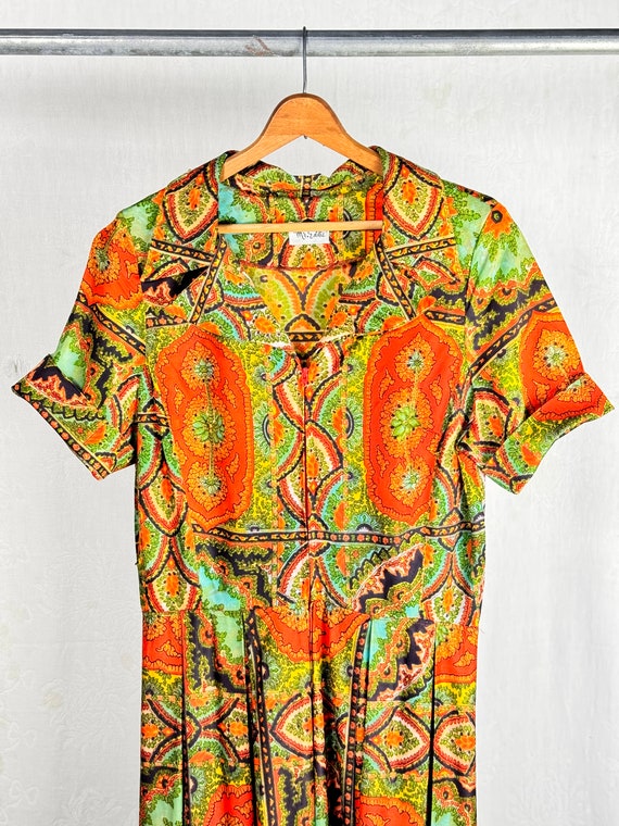 Vintage 1960s Zipper Rayon Jersey Shirt Dress Mr Eddie