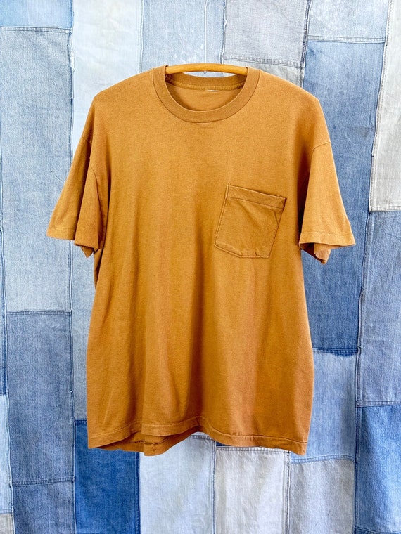Vintage 1980s 90s Blank Pocket Tee T Shirt
