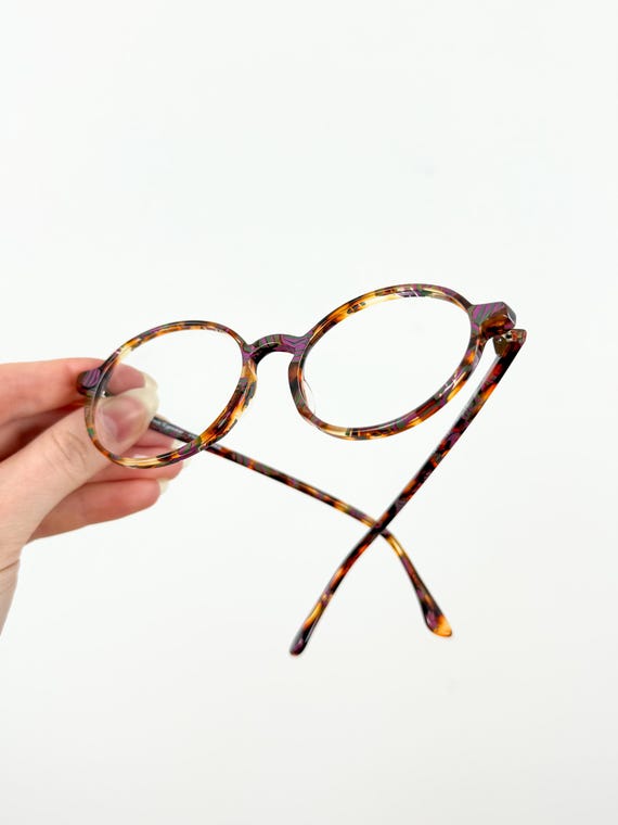Vintage 1980s French Tortoise Round Eyeglasses Deadstock | marbled mauve 50mm